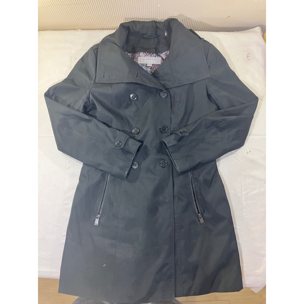 Marc New‎ York Andrew Marc Black Double Breasted Trench Coat Size Small